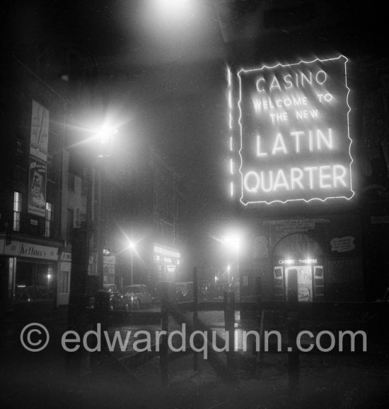 The Casino Theatre on the corner of Greek Street and Old Compton Street in Soho (now the Prince Edward Theatre), London, 1950 - Photo by Edward Quinn