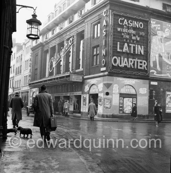 The Casino Theatre on the corner of Greek Street and Old Compton Street in Soho (now the Prince Edward Theatre), London, 1950 - Photo by Edward Quinn