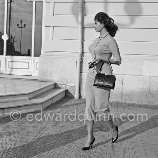 Sophia Loren. Promenade des Anglais, in front of Hotel Negresco, Nice 1957. - Photo by Edward Quinn