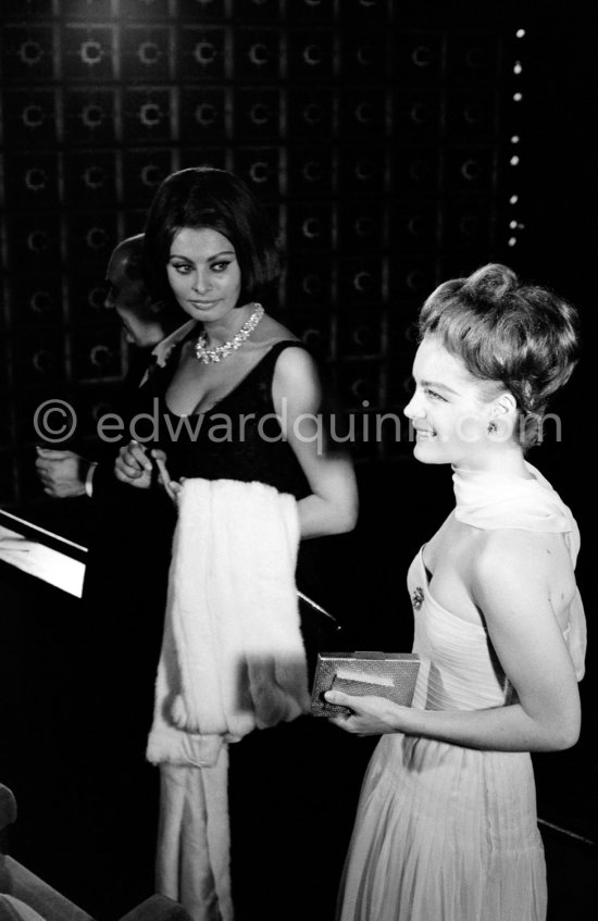 Sophia Loren and Romy Schneider presenting "Boccaccio '70" at the Cannes Film Festival 1962. - Photo by Edward Quinn