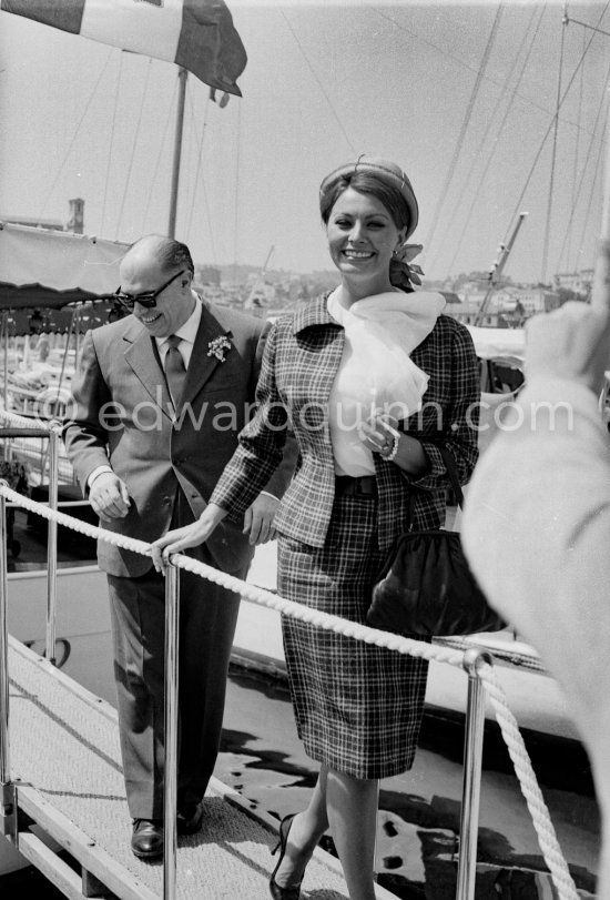 Sophia Loren and her husband Carlo Ponti, Cannes Film Festival 1962. - Photo by Edward Quinn