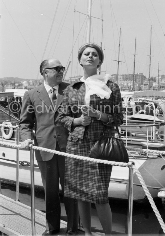 Sophia Loren and her husband Carlo Ponti, Cannes Film Festival 1962. - Photo by Edward Quinn