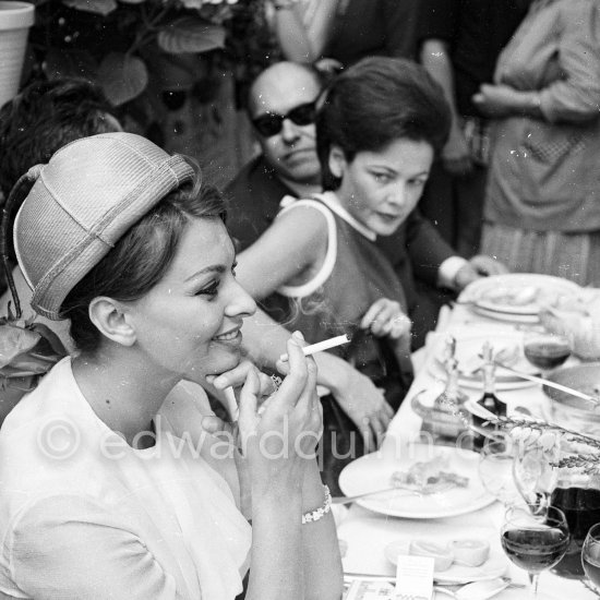 Sopia Loren and Gene Tierny, Cannes Film Festival 1962. - Photo by Edward Quinn