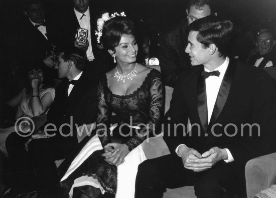 Sophia Loren and Anthony Perkins at a gala evening. Cannes Film Festival 1961. - Photo by Edward Quinn