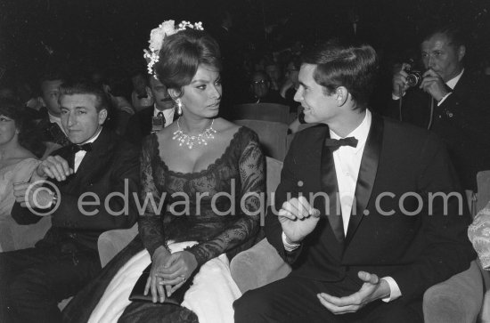 Sophia Loren and Anthony Perkins at a gala evening. Cannes Film Festival 1961. - Photo by Edward Quinn