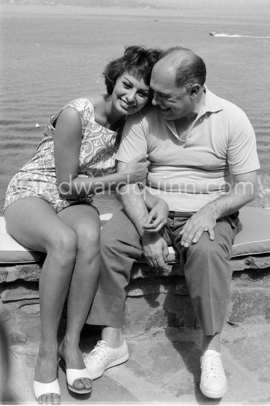 Sophia Loren and Italian film producer Carlo Ponti on holiday in Saint-Tropez 1963. - Photo by Edward Quinn