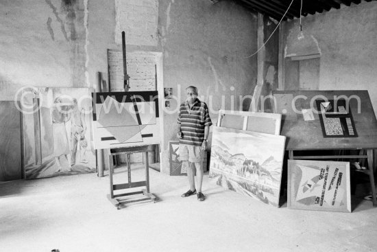 Alberto Magnelli at his studio La Ferrage, Plan-de-Grasse 1957. - Photo by Edward Quinn