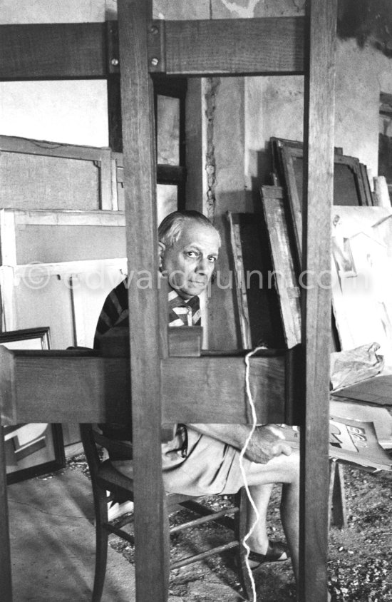 Alberto Magnelli at his studio La Ferrage, Plan-de-Grasse 1957. - Photo by Edward Quinn