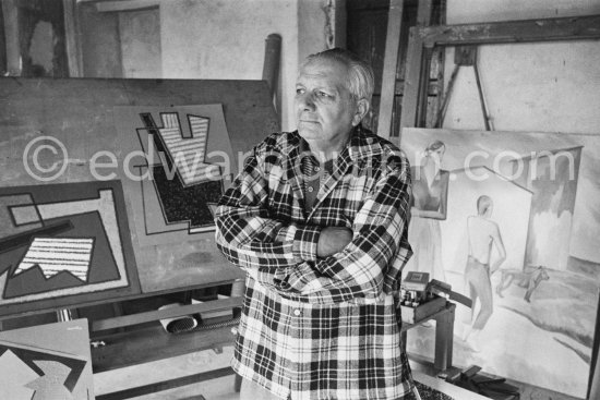 Alberto Magnelli at his studio La Ferrage, Plan-de-Grasse 1957. - Photo by Edward Quinn