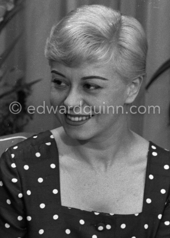Giulietta Masina, interviewed for TV Monte Carlo. Cannes 1957. - Photo by Edward Quinn