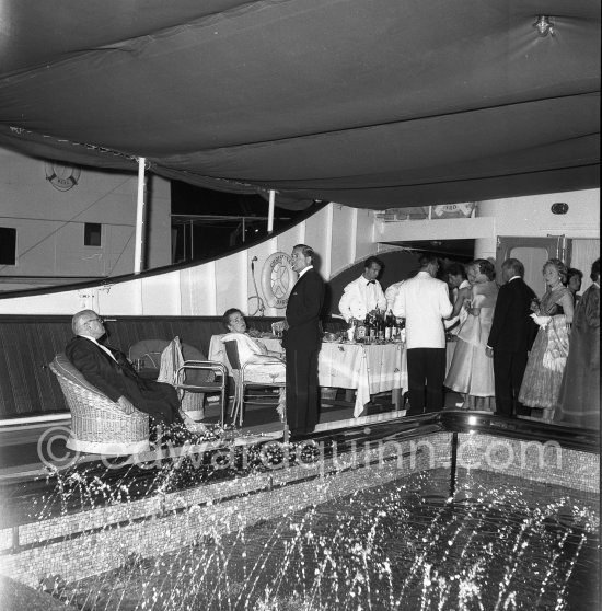 The luxury yacht ?Christina? with wealthy ship magnate Aristotle Onassis,  the owner, aboard, passes along the Suez Canal, Egypt on Oct. 16, 1954.  Onassis was en route to Jeddah, Saudi Arabia. At