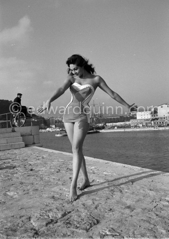 Michèle Mercier, French actress from Nice, star of the "Angélique, Marquise des Anges" movies Nice 1957. - Photo by Edward Quinn