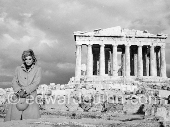 Melina Mercouri. During filming of TV documentary "Melina Mercouri's Greece", directed by Cliff Owen. Akropolis, Athens 1965. - Photo by Edward Quinn