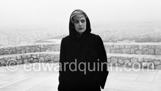 Melina Mercouri. During filming of TV documentary "Melina Mercouri's Greece", directed by Cliff Owen. Lycabettus, Athens 1965. - Photo by Edward Quinn