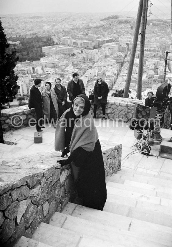 Melina Mercouri. During filming of TV documentary "Melina Mercouri's Greece", directed by Cliff Owen. Lycabettus, Athens 1965. - Photo by Edward Quinn