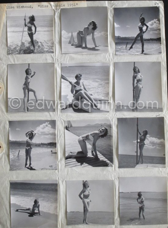 Lise Michoud, "Miss Théoule 1951". Théoule-sur-Mer 1951. Contact prints. Photos from original negatives available. - Photo by Edward Quinn