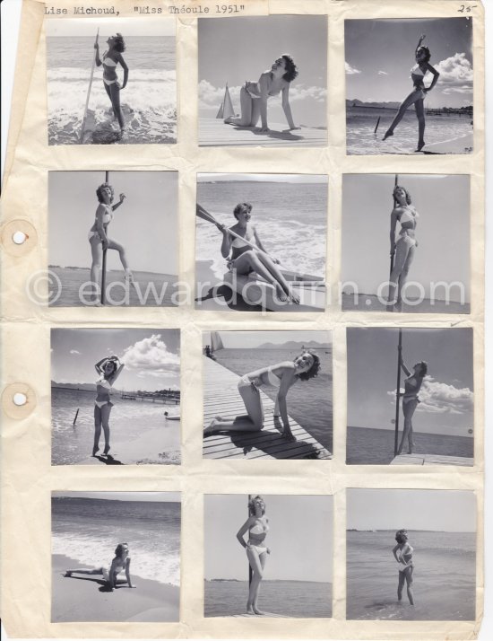 Lise Michoud, "Miss Théoule 1951". Théoule-sur-Mer 1951. Contact prints. Photos from original negatives available. - Photo by Edward Quinn