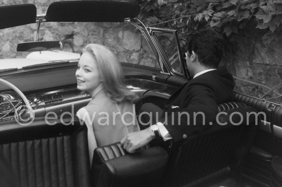 Sal Mineo and Jill Haworth. Cannes 1961. Car: Cadillac 1958. Eldorado Biarritz Convertible Style 6267SX - Photo by Edward Quinn