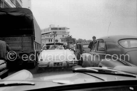 Sal Mineo, Jill Haworth and Charles Trenet in a Cadillac. Cannes 1961. Car: Cadillac 1958 Eldorado Biarritz Convertible Style 6267SX - Photo by Edward Quinn