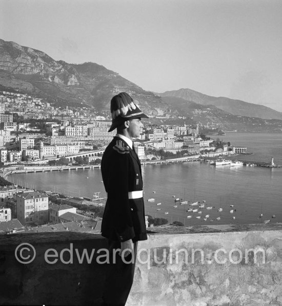 A guard at Le Rocher, Monaco-Ville 1954. - Photo by Edward Quinn