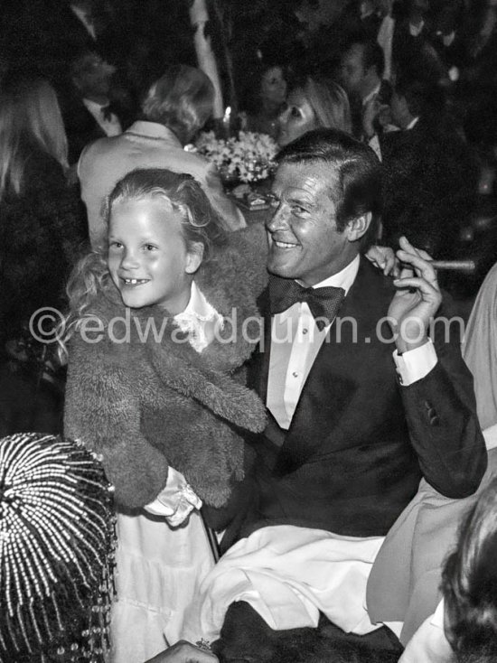 Roger Moore and Miriam Schgmitz, daughter of Margie. Wedding Party of Curd Jürgens and Margie, La Vieille Bastide, Saint-Paul-de-Vence 1978 - Photo by Edward Quinn