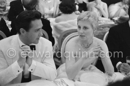 Michèle Morgan and British actor Richard Todd. Gala evening, Cannes Film Festival 1956. - Photo by Edward Quinn