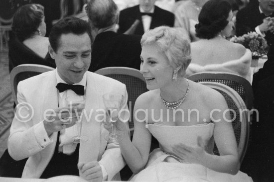 Michèle Morgan and British actor Richard Todd. Gala evening, Cannes Film Festival 1956. - Photo by Edward Quinn