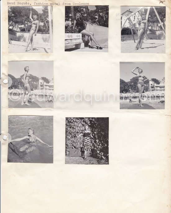 Maud Noguès, fashion model from Toulouse. Contact prints. Photos from original negatives available. - Photo by Edward Quinn