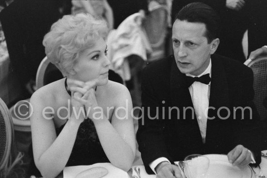 Kim Novak and the Cannes Festival organiser Robert Favre Le Bret. Gala evening, Cannes Film Festival 1956. - Photo by Edward Quinn