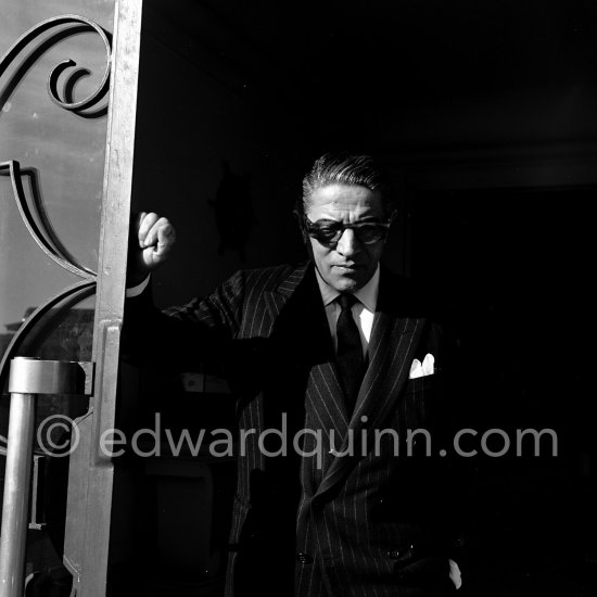 Aristotle Onassis at his office at Olympic Maritime in Monte Carlo. Onassis became the most important shareholder of the Casino. He declared: "I am ready, I am going to save the Principality." Monte Carlo 1955. - Photo by Edward Quinn