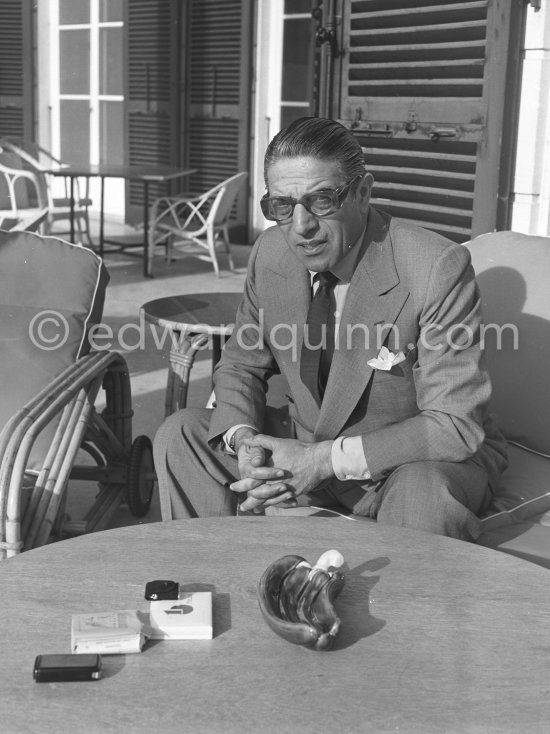 Aristotle Onassis at his Château de la Croë. Cap d\'Antibes 1954. - Photo by Edward Quinn