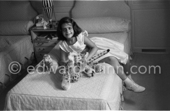 Christina Onassis, daughter of Aristotle and Tina Onassis, on board Onassis\' yacht Christina. Monaco harbor 1957. - Photo by Edward Quinn