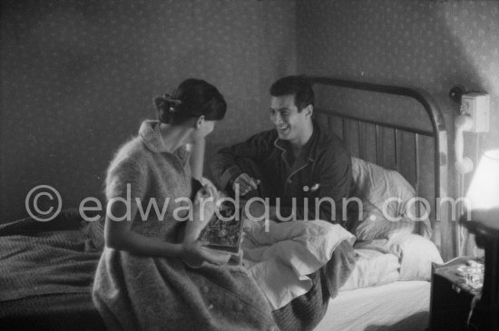 Antonio Ordóñez, a leading bullfighter in the 1950\'s and the last survivor of the dueling matadors chronicled by Hemingway in \'\'The Dangerous Summer\'\'. In his bedroom at the Hotel. Corrida des vendanges à Arles 1959. - Photo by Edward Quinn