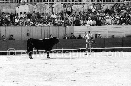 Bullfight (corrida de toros, tauromaquia): Antonio Ordóñez. Arles 1960. - Photo by Edward Quinn