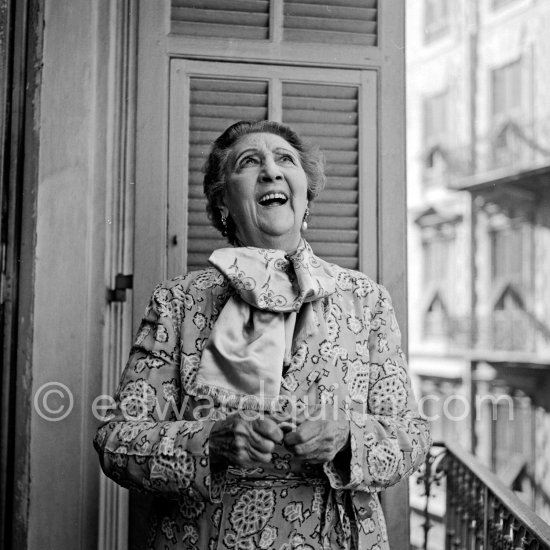 La Belle Otéro, a dancer, singer and a "demie-mondaine" of "La Belle Epoque". Unfortunately she lost her fortune at the Monte Carlo Casino, and during the fifties she lived in a very small flat in Nice. Nice 1954. - Photo by Edward Quinn