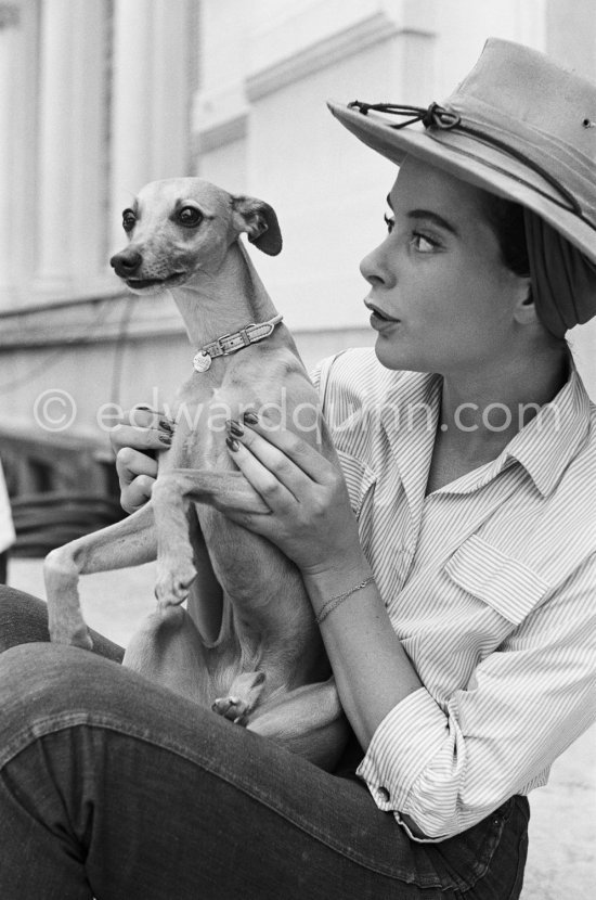 French actress Geneviève Page, leading lady in the film "Foreign Intrigue". Cannes 1955. - Photo by Edward Quinn