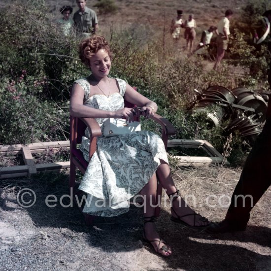 Gisèle Pascal, during filming of "Madonna du sleeping". Nice 1954. - Photo by Edward Quinn