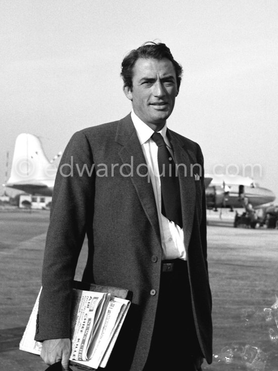 Gregory Peck leaving from Nice Airport, 1954. - Photo by Edward Quinn