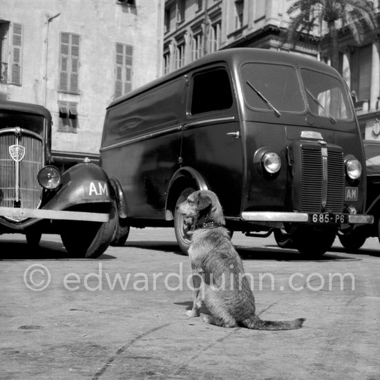 1934-1935 Peugeot 601 and 1952. Peugeot D3 Van. Nice in the 1950s. - Photo by Edward Quinn