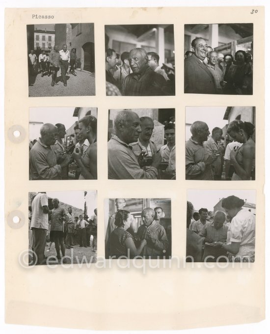 Contact prints Pablo Picasso at Vallauris 1951, collage by Edward Quinn. - Photo by Edward Quinn