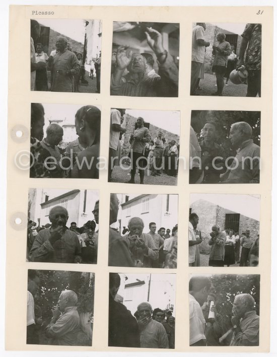 Contact prints Pablo Picasso at Vallauris 1951, collage by Edward Quinn. - Photo by Edward Quinn