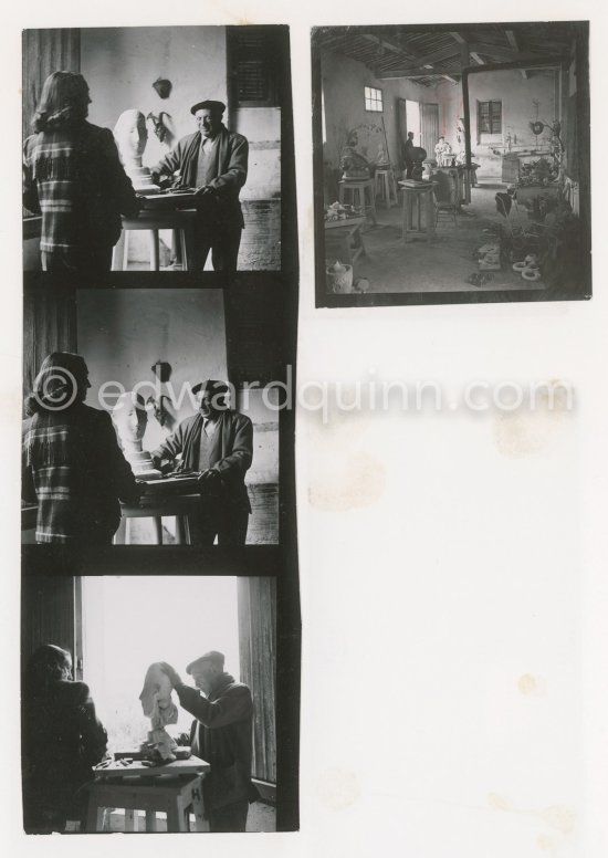 Contact prints: Pablo Picasso and Françoise at Le Fournas, collage by Edward Quinn. 1953. - Photo by Edward Quinn
