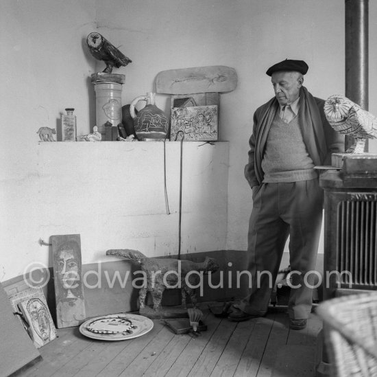 Pablo Picasso at Studio Le Fournas, Vallauris 1953. - Photo by Edward Quinn