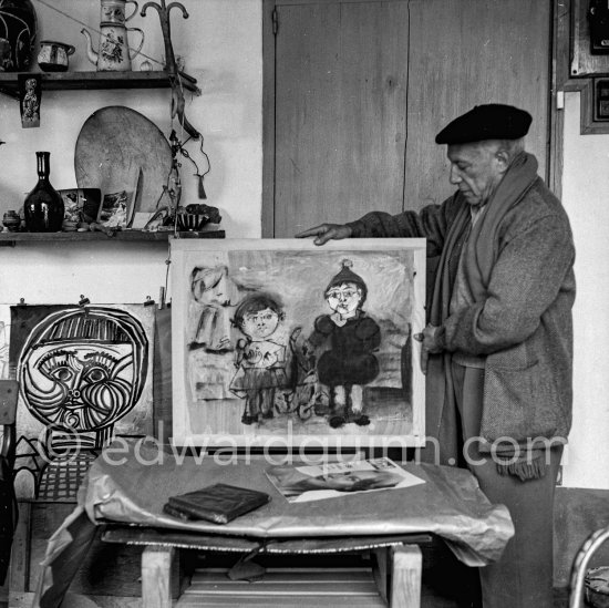 Pablo Picasso at Studio Le Fournas, Vallauris 1953. - Photo by Edward Quinn