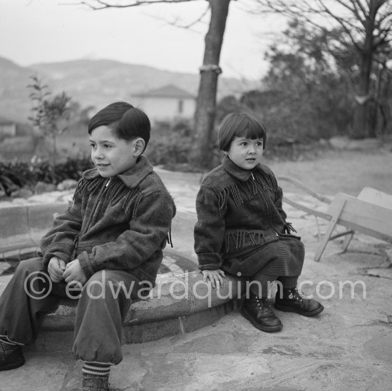 Claude Picasso and Paloma Picasso in the garden of La Galloise. Vallauris 1953. - Photo by Edward Quinn