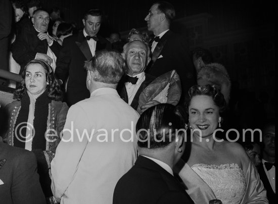 Françoise Gilot, Pablo Picasso and the Begum. Cannes Film Festival for presentation of "Le salaire de la peur". Cannes 1953. - Photo by Edward Quinn