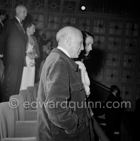 Françoise Gilot and Pablo Picasso, Cannes Film Festival for presentation of "Le salaire de la peur". April 16, 1953. - Photo by Edward Quinn