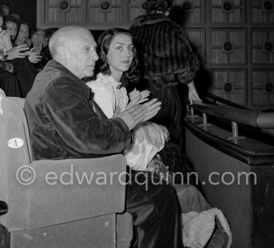 Pablo Picasso and Françoise Gilot, Cannes Film Festival for presentation of "Le salaire de la peur". Cannes, April 16, 1953. - Photo by Edward Quinn