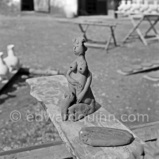 Ceramics outside Madoura pottery, Vallauris 1953. - Photo by Edward Quinn