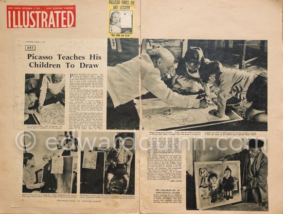 Press clipping: Pablo Picasso in Illustrated, 5.9.1953 - Photo by Edward Quinn